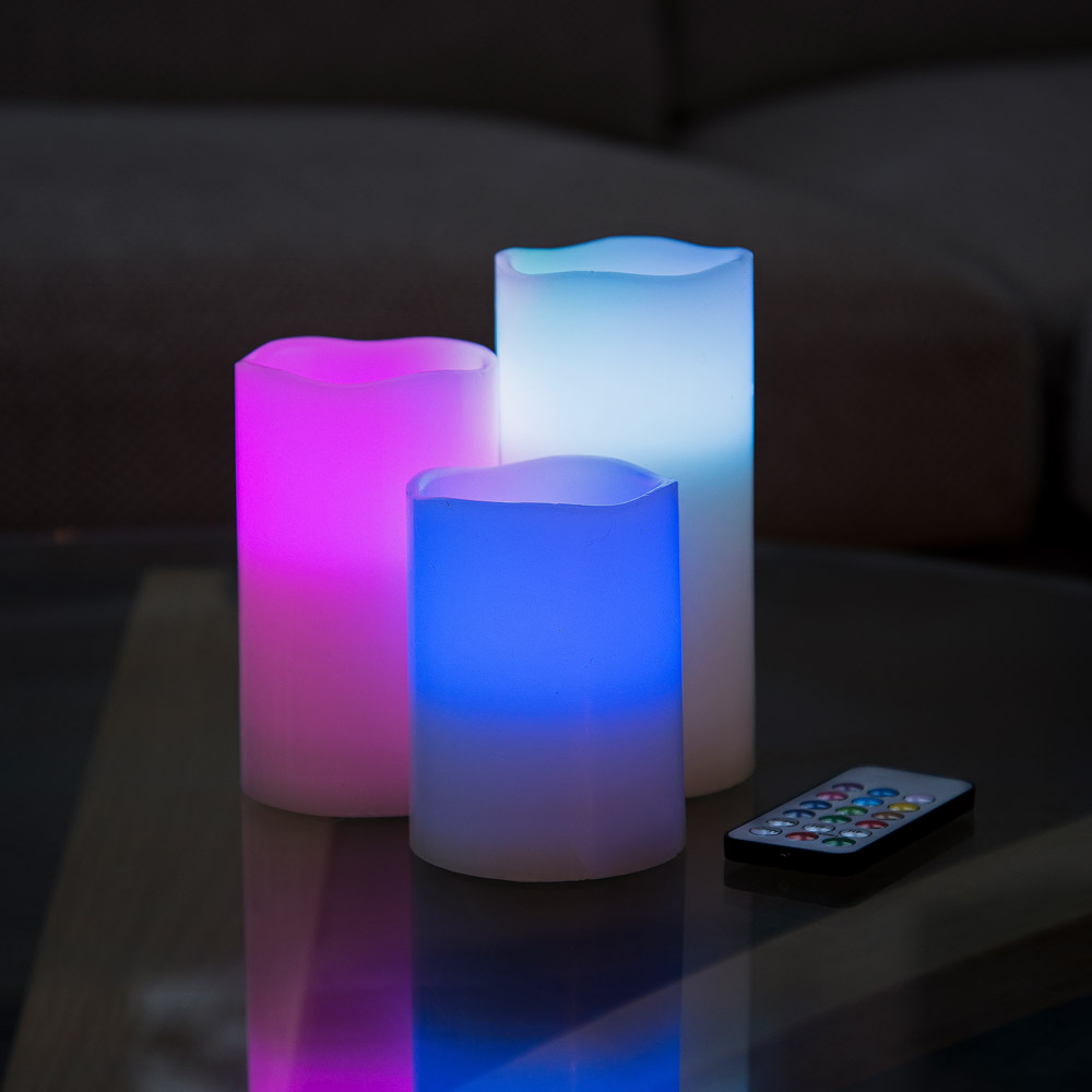 80306 - Remote Control Multicolour Candles (Set of 3)-lifestyle